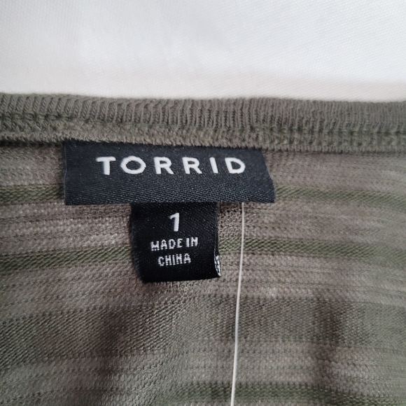 NWT Torrid Olive 3/4 Sleeve Draped Open Front Cardigan Top Size 1(1X) - Picture 5 of 8